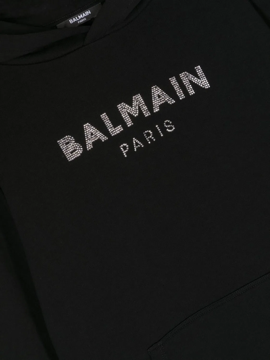 Хлопковое худи с логотипом TEEN Balmain, черный — фото 2
