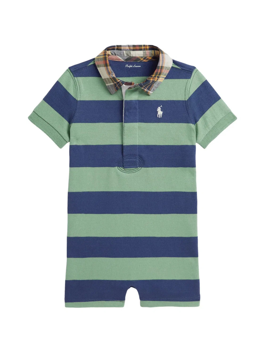 Ромпер с воротником поло в полоску Polo Ralph Lauren, синий