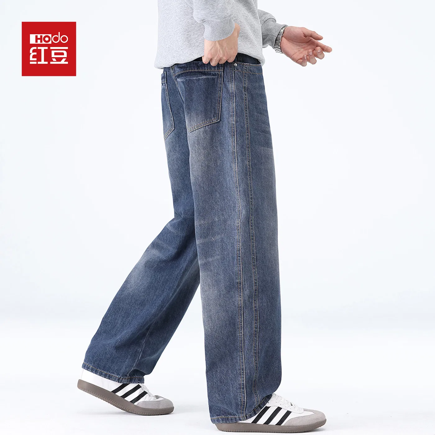 Детские джинсы свободного кроя Red bean, Dark Blue — фото 4