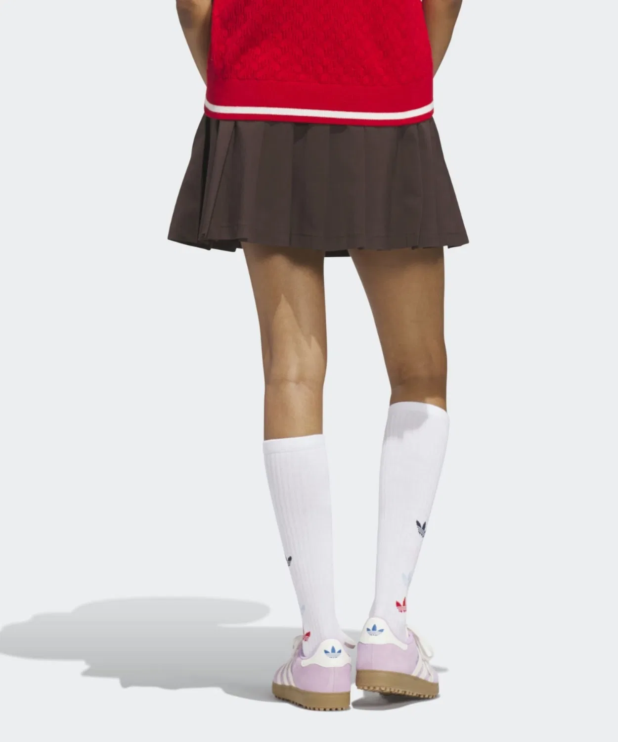 Женская плиссированная юбка с принтом Adidas Original Golf Pull-On Pleated Skirt, Dark Brown — фото 3