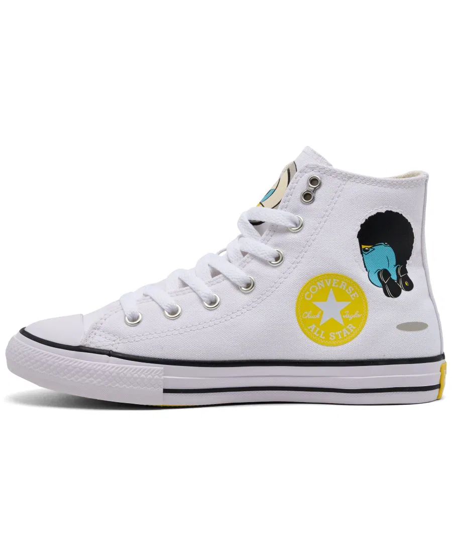 Детские кеды с принтом Minions Converse Chuck Taylor All Star High Top, White Yellow — фото 3