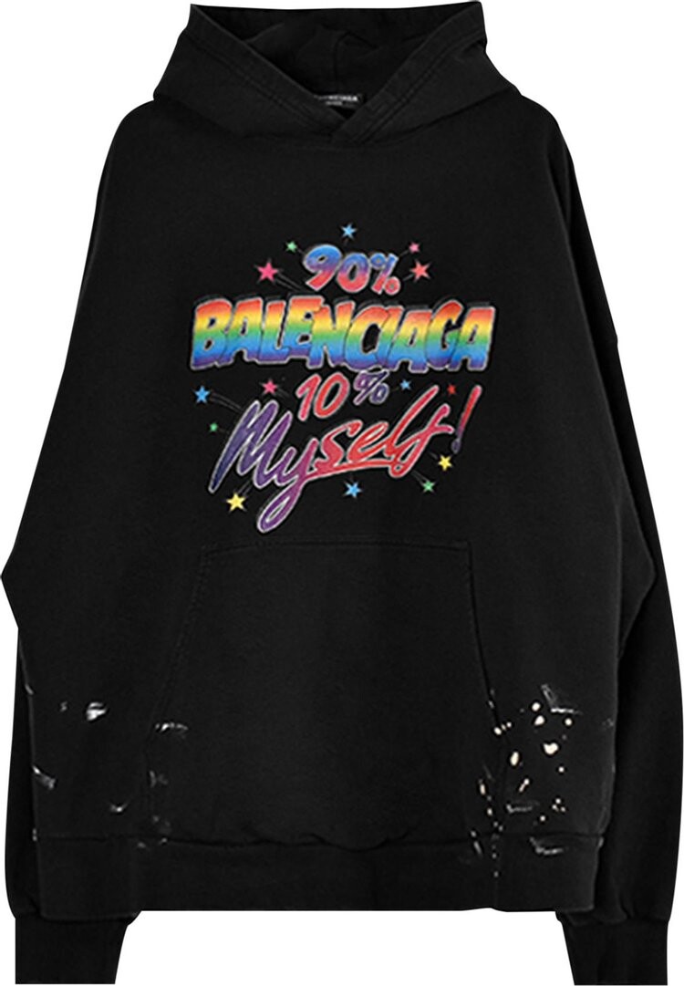 

Худи Balenciaga Wide Fit Hoodie 'Washed Black', черный