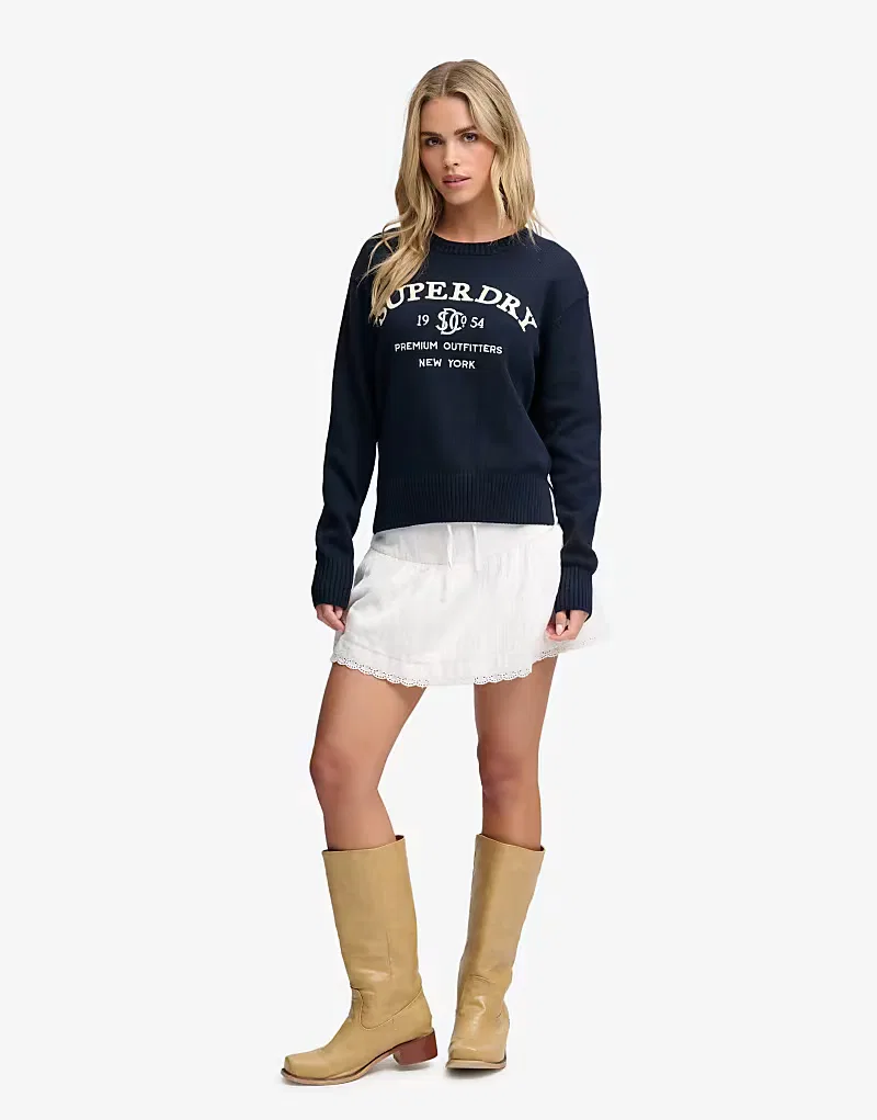 Джемпер Superdry Heritage с графическим принтом в цвете Eclipse Navy/Ecru — фото 4