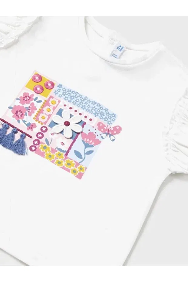 Детская футболка для девочек хлопковая 1010 Mayoral, White — фото 3