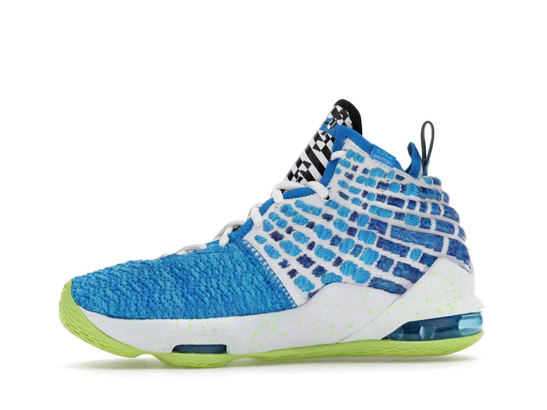 Детские кроссовки для мальчиков с принтом Nike LeBron 17 Nike, Photo Blue/Photo Blue-Ghost Green — фото 3