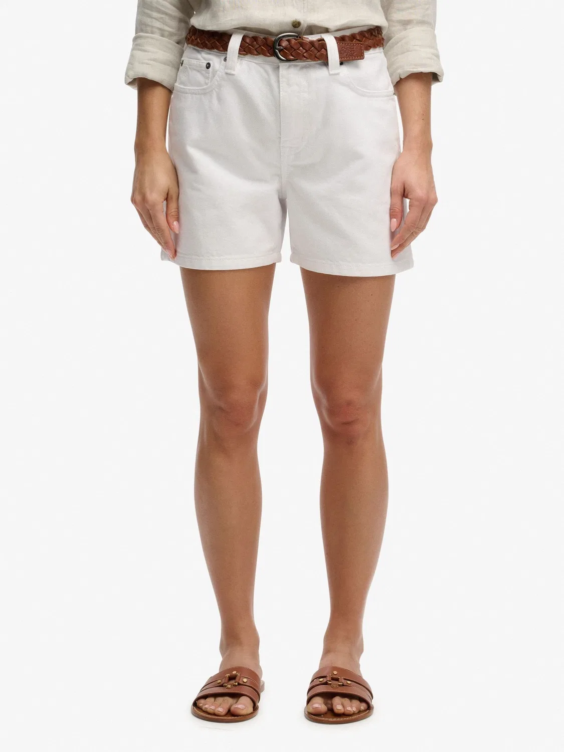 Шорты джинсовые Superdry White, средняя посадка — фото 4