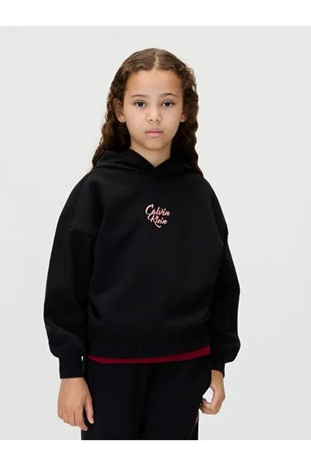 Детское худи для девочек хлопковое Calvin Klein, Black