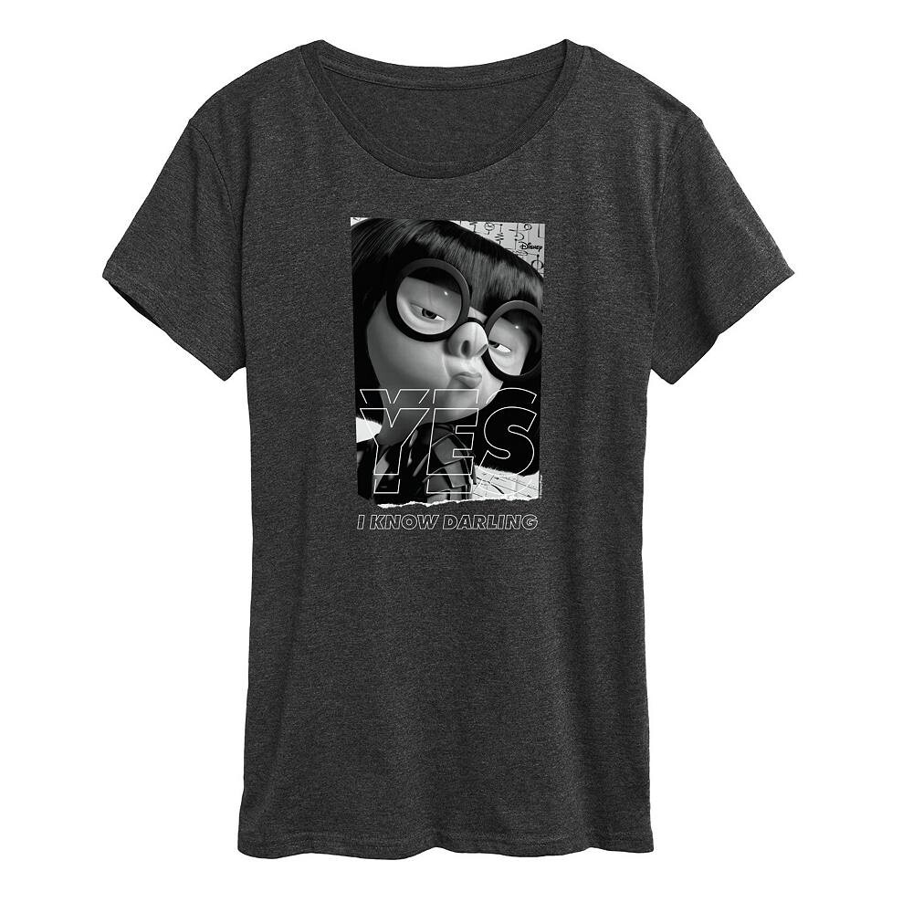 

Женская футболка с рисунком Yes Darling от Disney/Pixar The Incredibles Edna Disney / Pixar, цвет Heather Charcoal