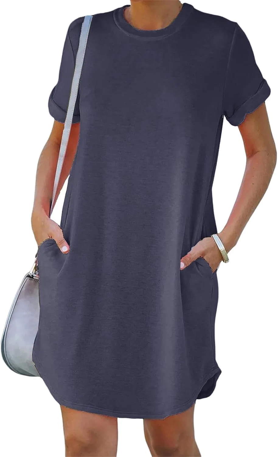Женское мини-платье футболка с коротким рукавом, Dark Blue