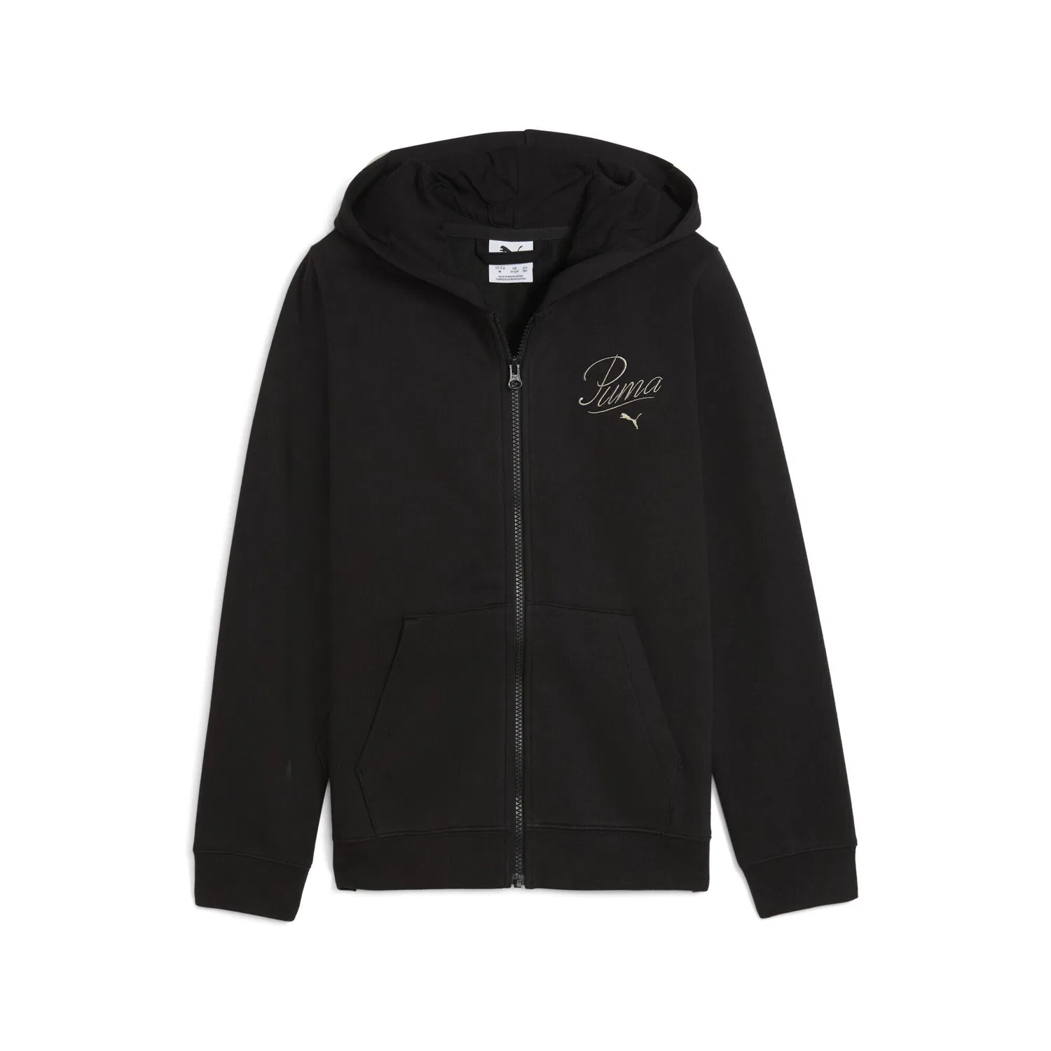 Детское худи с капюшоном и принтом Essentials Script Puma, Schwarz Aschgrau Dunkelgrau