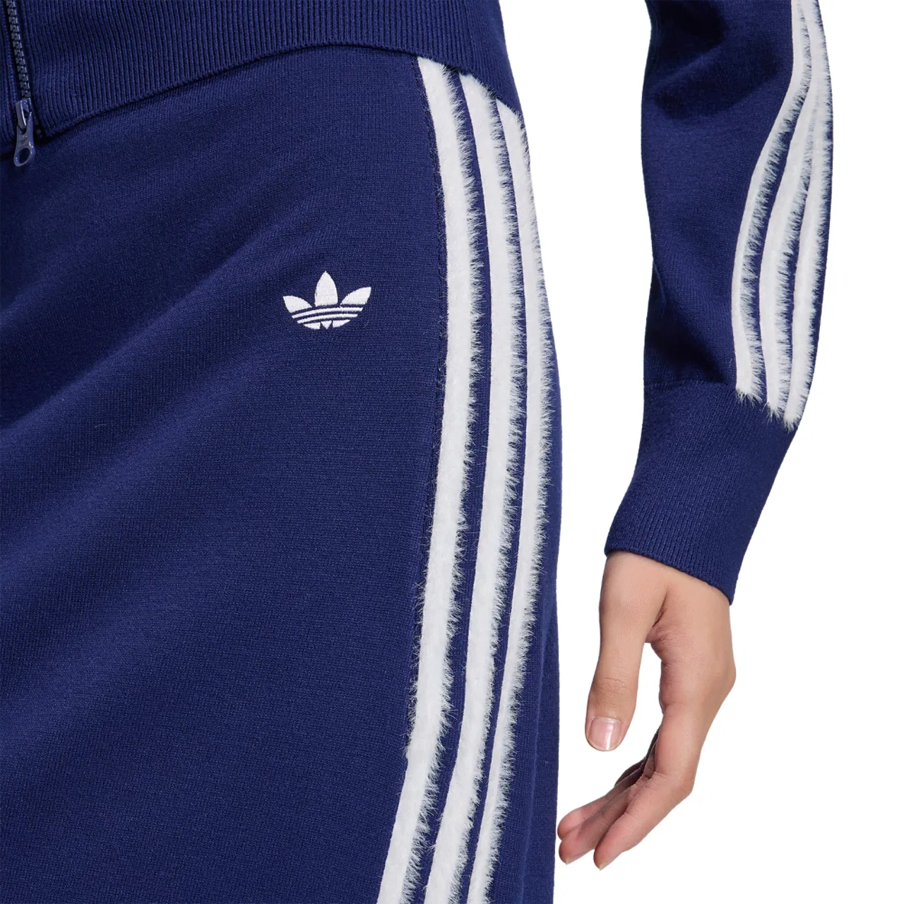 Женская юбка миди из трикотажа с боковыми полосами adidas Originals, Dark Blue/White — фото 3