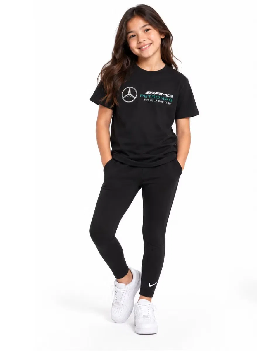 Amg Petronas Formula 1 Team Футболка с крупным логотипом Mercedes-Amg F1 Kids, черная — фото 2