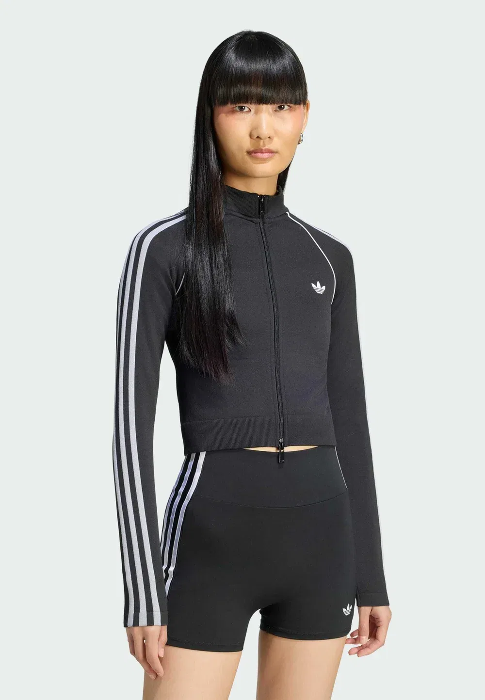 Спортивная футболка Essentials с тремя полосками, бесшовная, на молнии Adidas Originals, Black