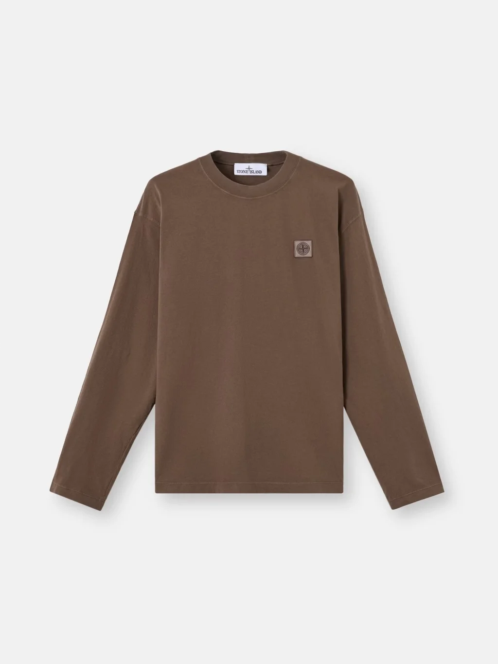 Мужской лонгслив Stone Island Regular Fit With Tonal Compass Logo Patch, коричневый — фото 2