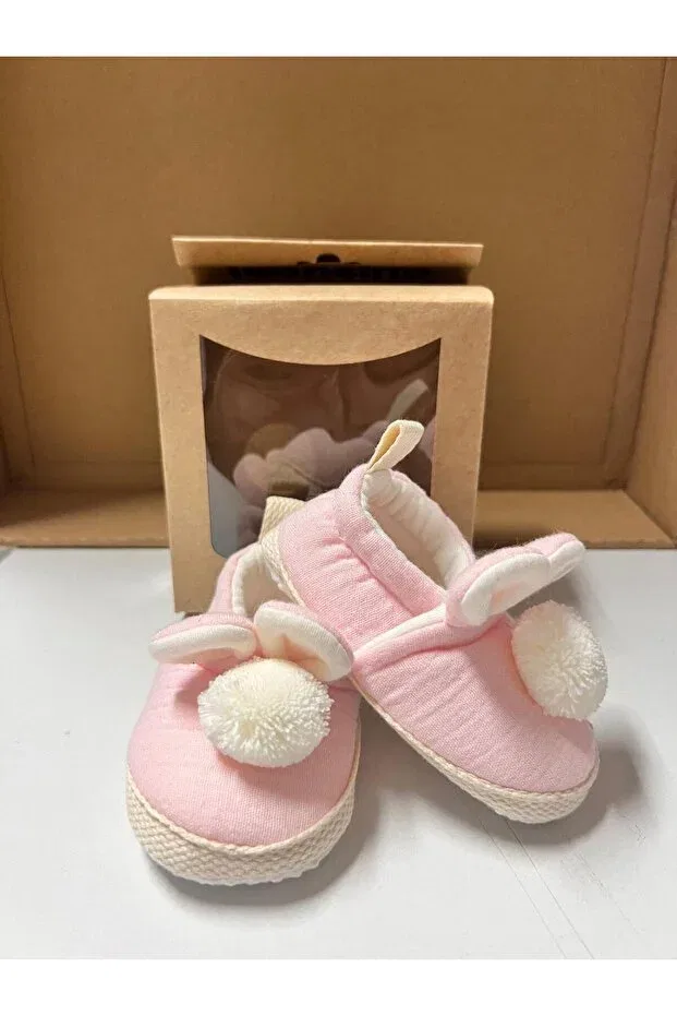 Детские пинетки для девочек хлопковые с помпонами Yukobaby Bebeğiniz Için En Doğalı, Pink — фото 2