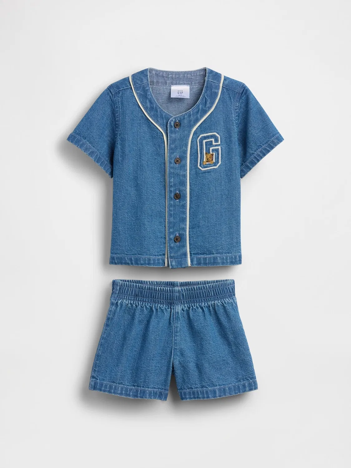 Комплект джинсовый из топа и шорт, Varsity Gap, синий