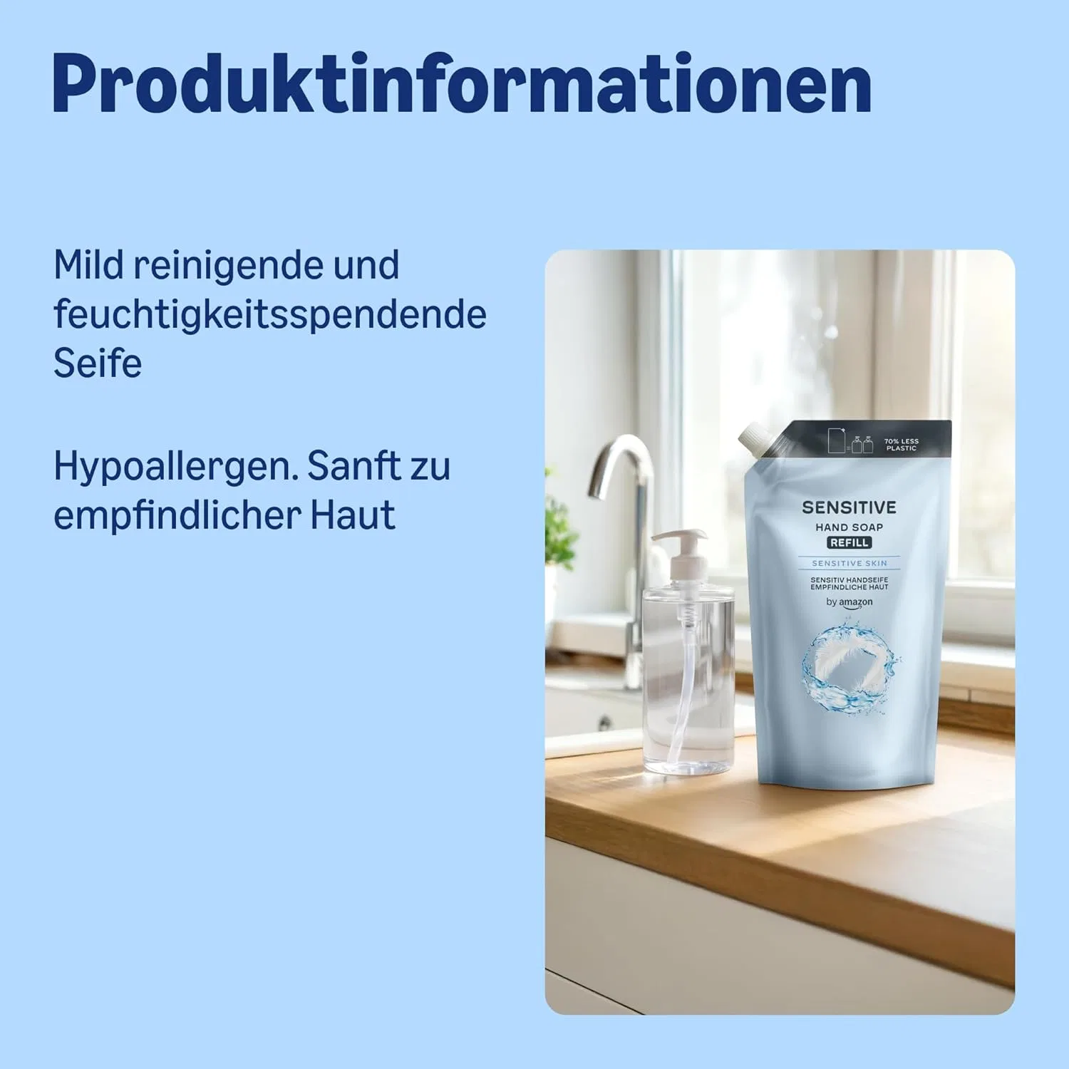 Гель для рук Sensitive Hand Soap Refill Pack, by Amazon, 2 x 1000 мл — фото 2