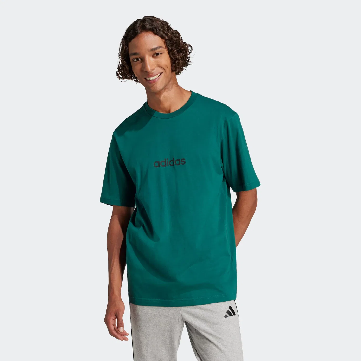 Детская футболка с округлым вырезом Adidas Sportswear, Collegiate Green/Black — фото 2