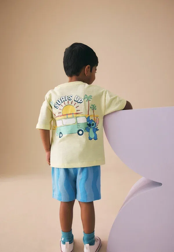 Комплект футболка и шорты с принтом Regular fit - lilo & stitch t-shirt and shorts set, Next, Yellow, желтый — фото 4