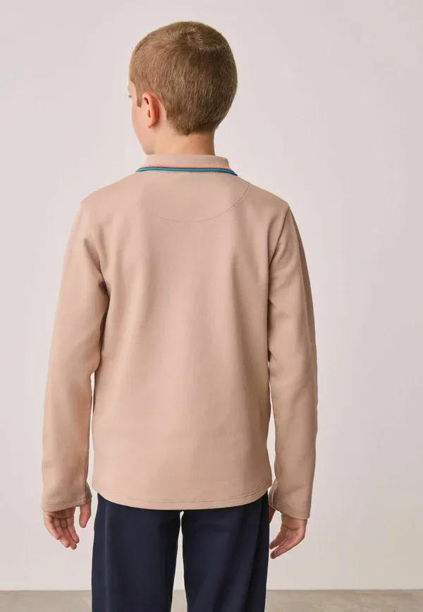 Поло, хлопок и полиэстер, Regular fit long sleeve signature, Paul Smith Junior, Stone, цвет stone — фото 3