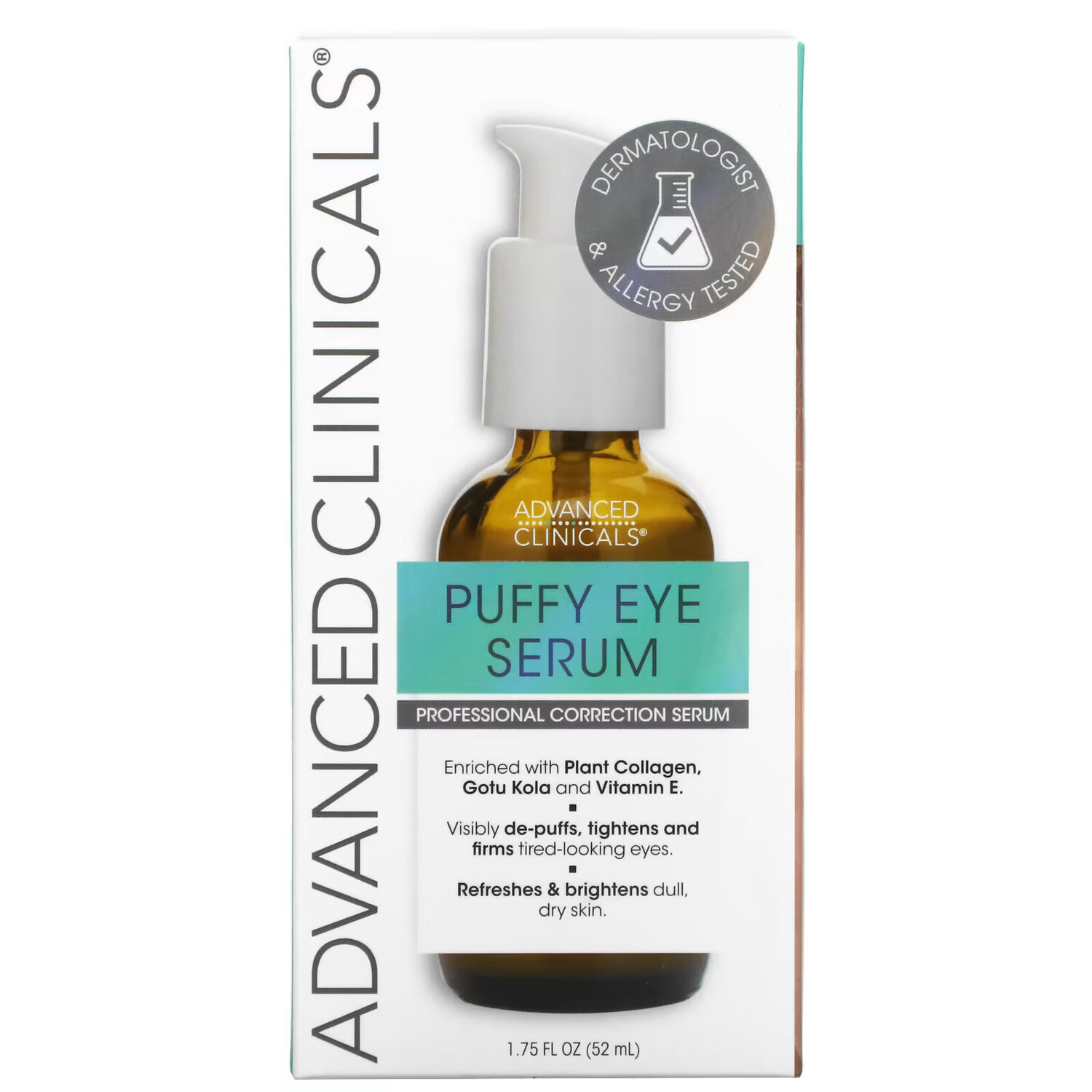 Advanced Clinicals, Puffy Eye Serum, профессиональная корректирующая сыворотка, 52 мл (1,75 жидк. Унции) — фото 3