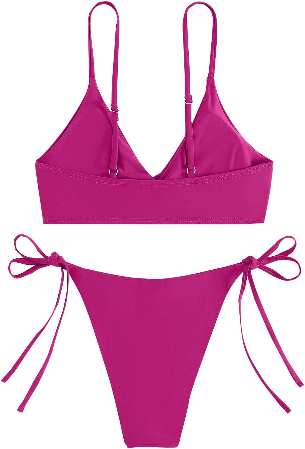 Женский бикини-сет Push Up High Cut String Tie Side Thong, A01 Hot Pink — фото 3