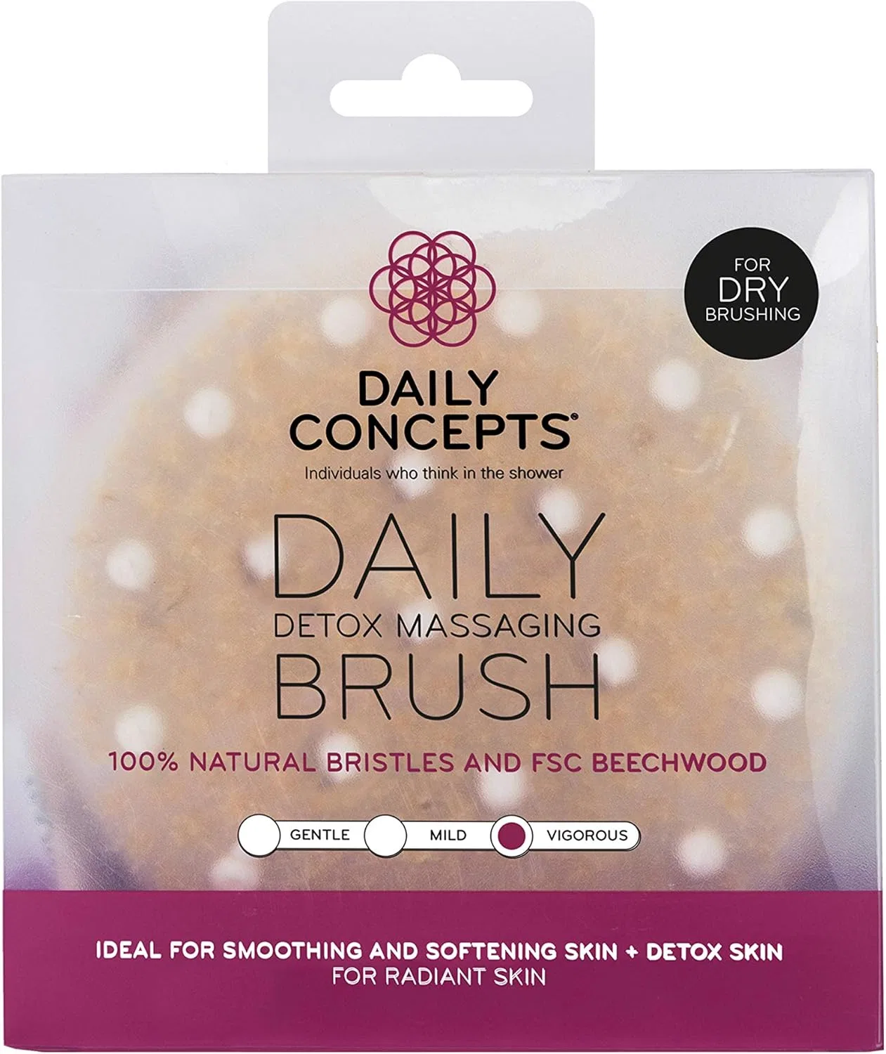 Массажная щетка для тела Daily Concepts Daily Detox, Beech Wood, 141 г