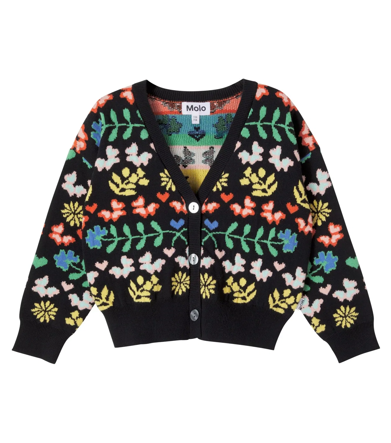 Кардиган хлопковый с цветочным узором Flower Joy Molo, черный