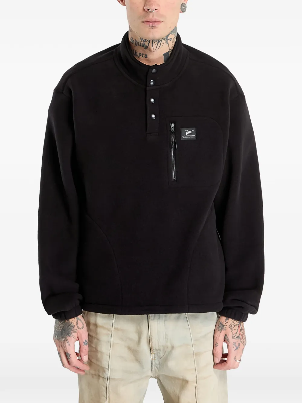 

Свитшот из шерпы-флиса Patta, черный