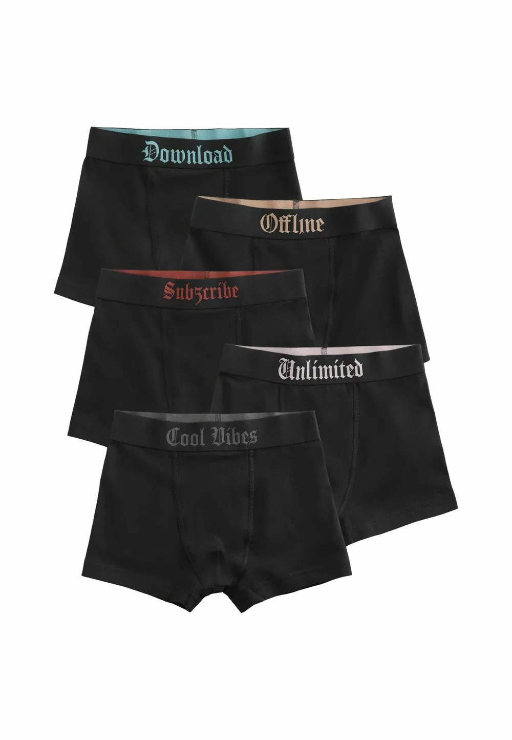 Трусы стандартного кроя - комплект из 5 штук - трусы Next, Black With Gothic Waistband