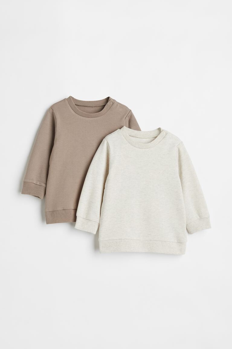 Толстовка из двух пар хлопка H&M, серо-коричневый/натуральный белый — фото 2