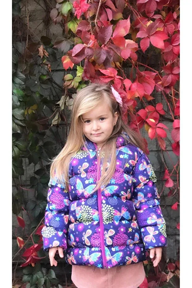 Детское зимнее пальто для девочек с принтом Butterfly Patterned Mina, Patterned