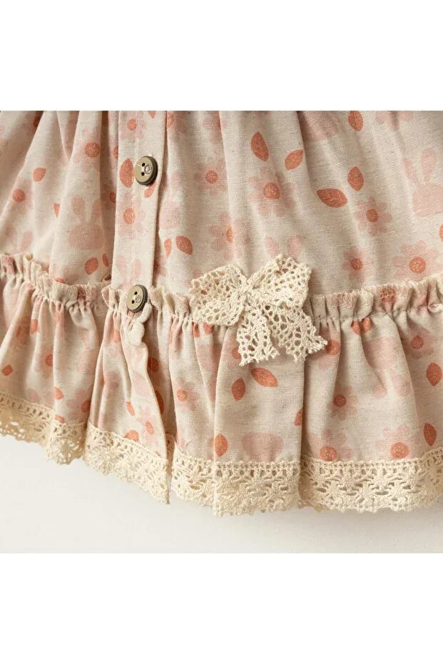 Детское платье для девочек с цветочным принтом Baby fou flower print button dress Generic Brands, Orange — фото 2