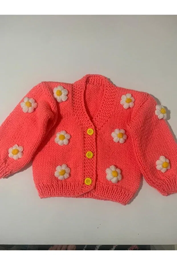 Детский кардиган с цветочным принтом El Örgüsü Cici Bebe, Pomegranate Blossom