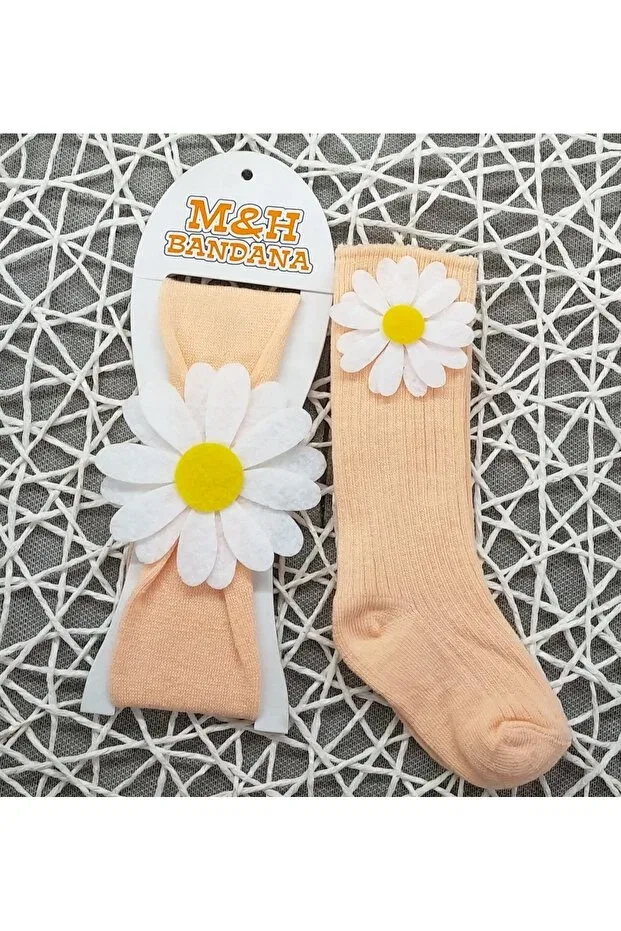 Детский комплект носков и банданы Daisy Özkardeşler Baby, Salmon Color
