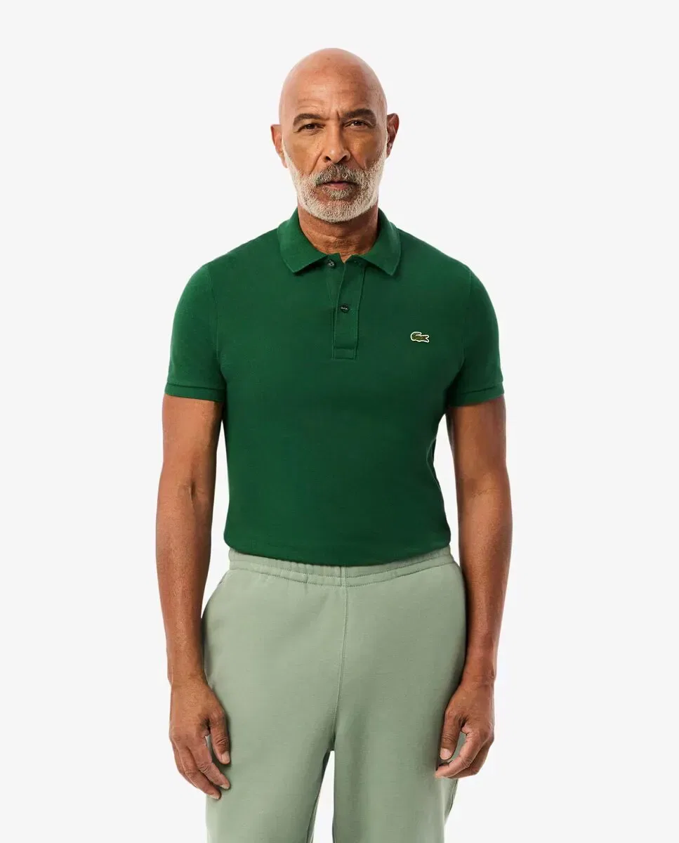 Мужское поло Lacoste с коротким рукавом из пике, облегающий крой, Verde