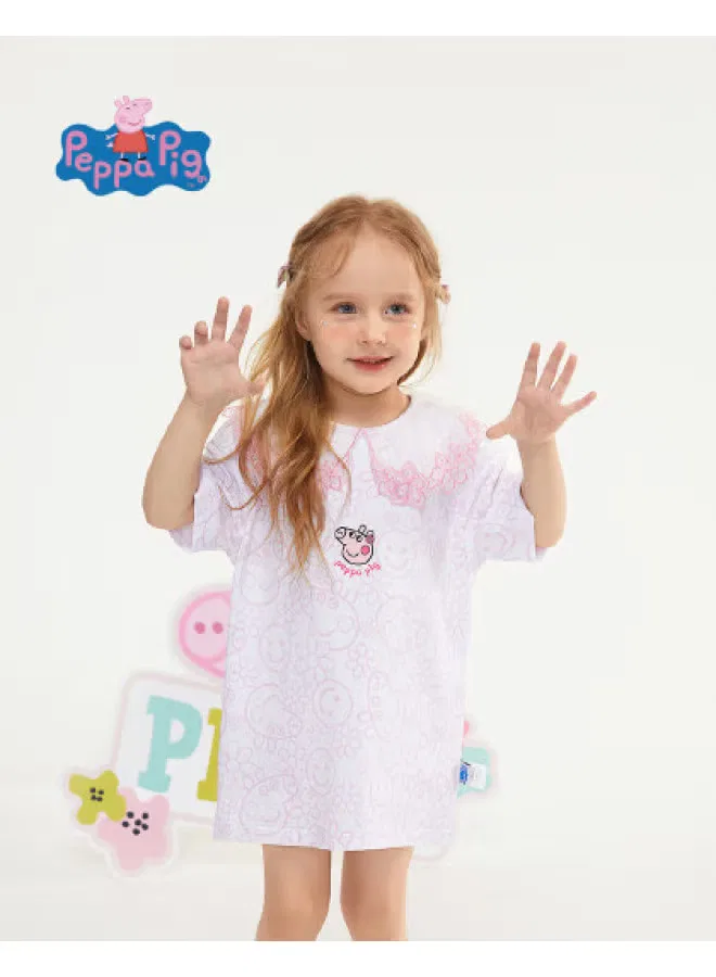 Платье детское летнее с принтом Peppa Pig, розовый