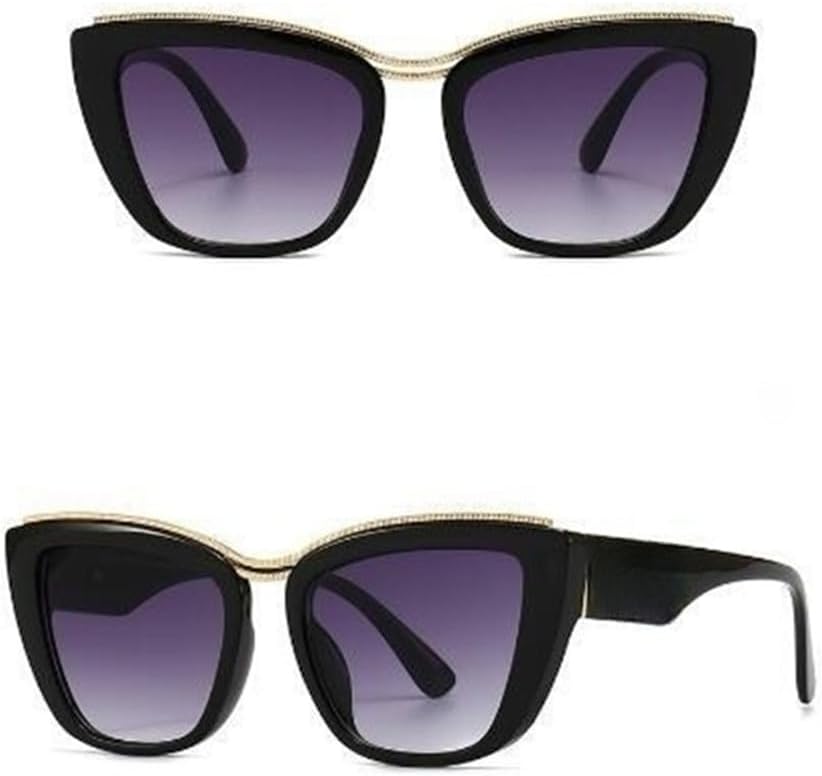 

Круглые солнцезащитные очки «кошачий глаз» для женщин и мужчин, ретро-очки овальной формы, солнцезащитные очки «кошачий глаз» с защитой от УФ-излучения UV400 LANGSER, Black