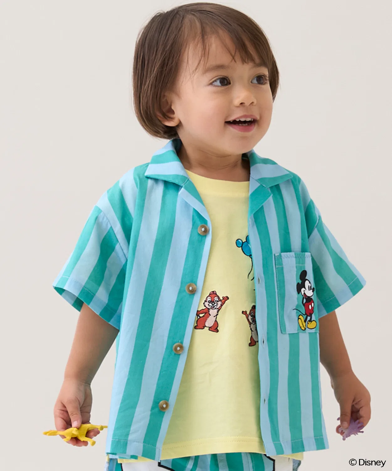 Детская рубашка с коротким рукавом с принтом Mickey Mouse, модель Main, petit main, Turquoise Blue