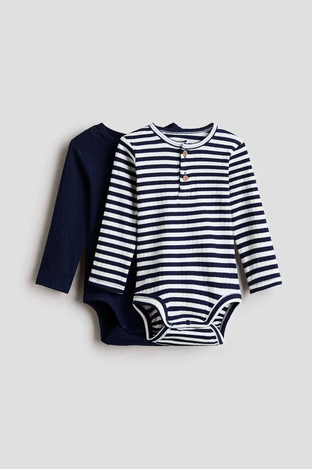 Комплект из 2 боди-поло «Хенли» H&M, Marineblau/Weiß Gestreift