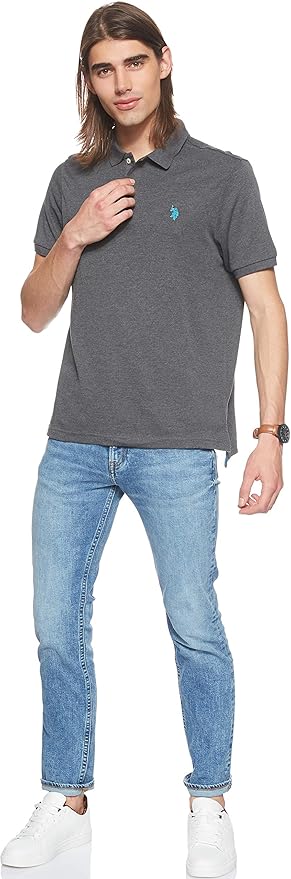Поло U.S. POLO ASSN. Solid Interlock Polo, темно-серый вереск — фото 4