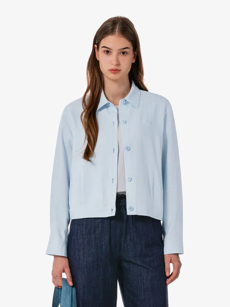 Жакет летний LACOSTE Lavender, из льна и хлопка, оверсайз
