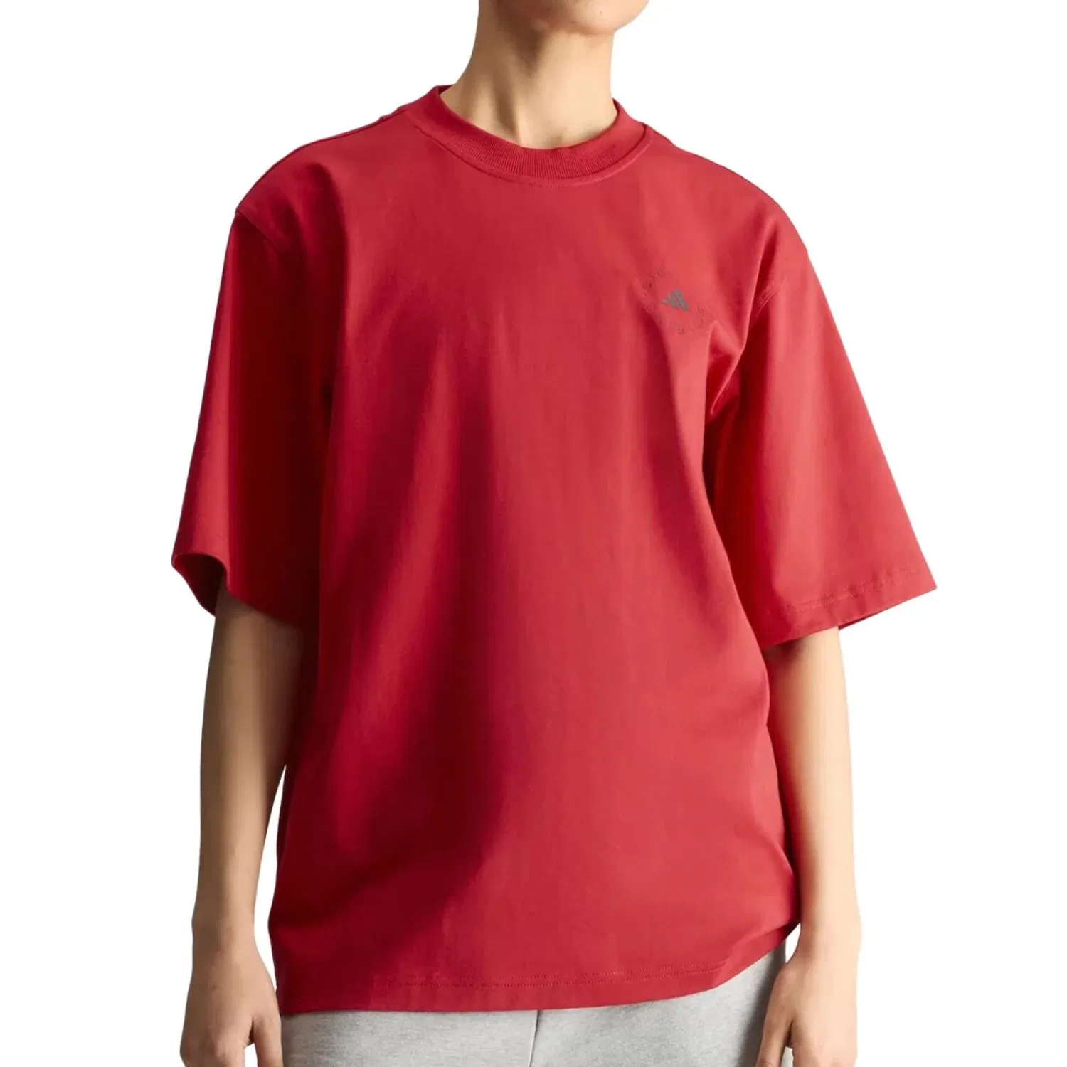 Женская футболка Stella McCartney Loose T-Shirt Asia Sizing 'Soft Carmine' adidas, Soft Carmine — фото 2
