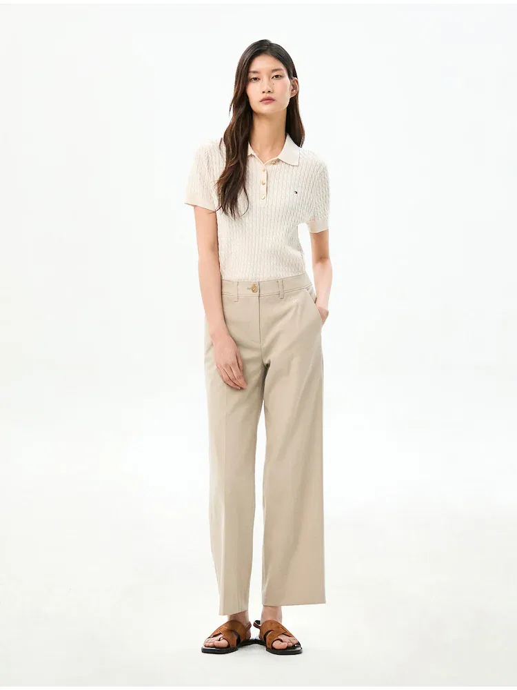 Брюки прямые полуширокие TOMMY HILFIGER, Beige