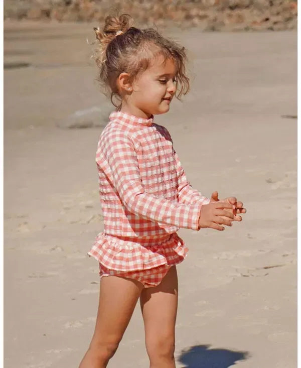 Детский комплект для плавания с длинным рукавом Purebaby, Pomegranate Gingham — фото 2