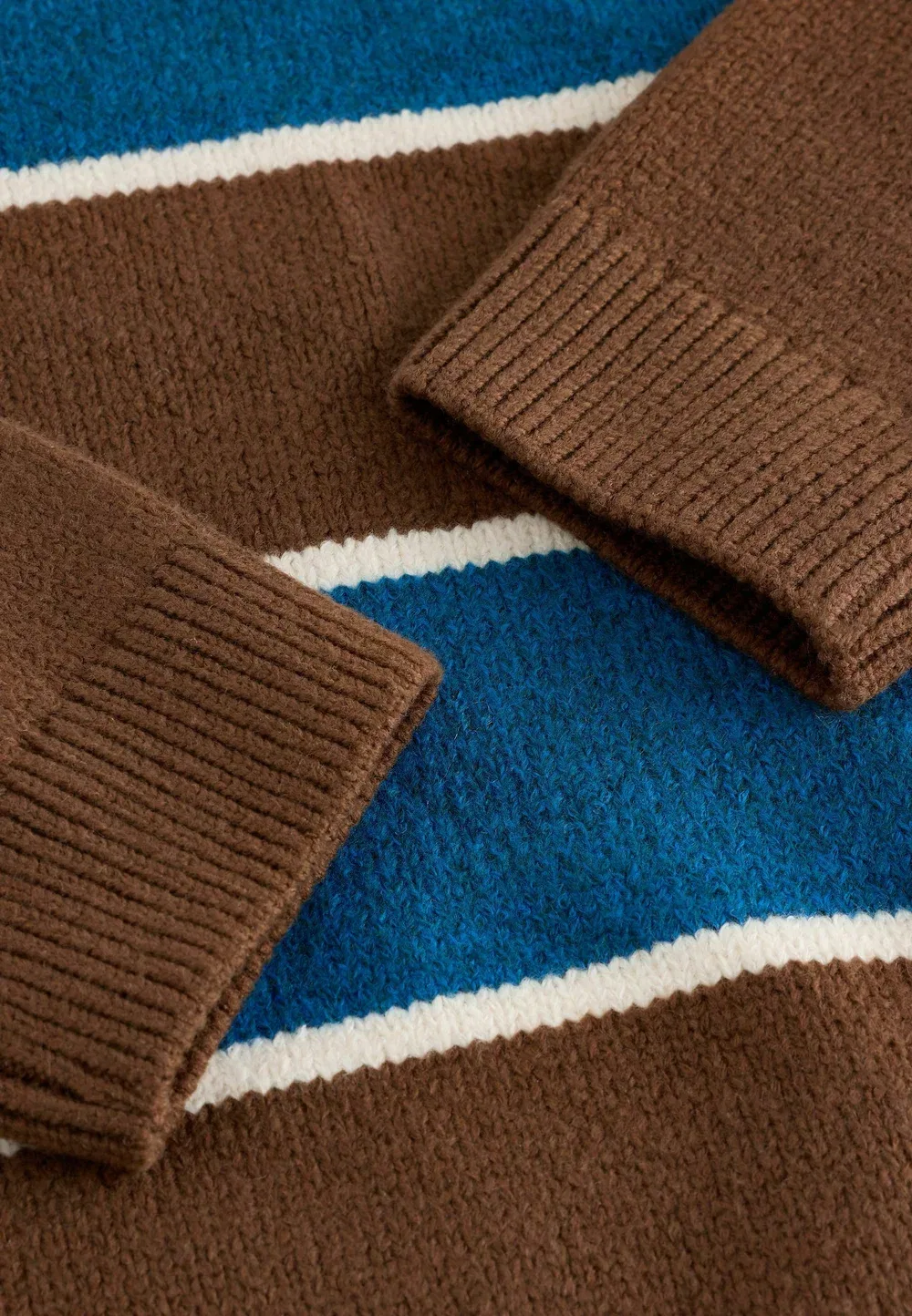 Свободный крой - вязаный джемпер в полоску с круглым вырезом Next, Blue Brown — фото 3