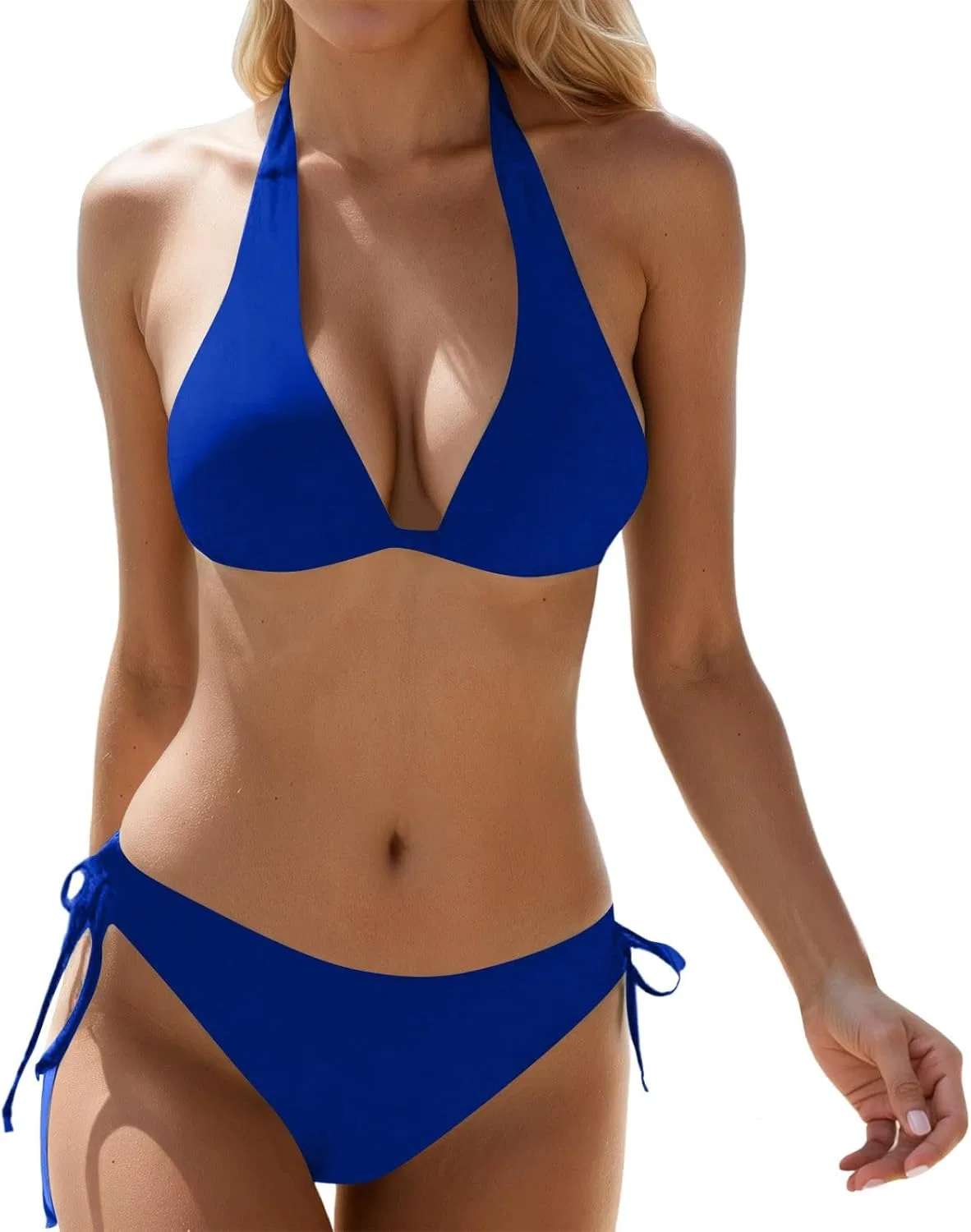 Женский бикини-комплект ribbed halter triangle top Adore, Blue
