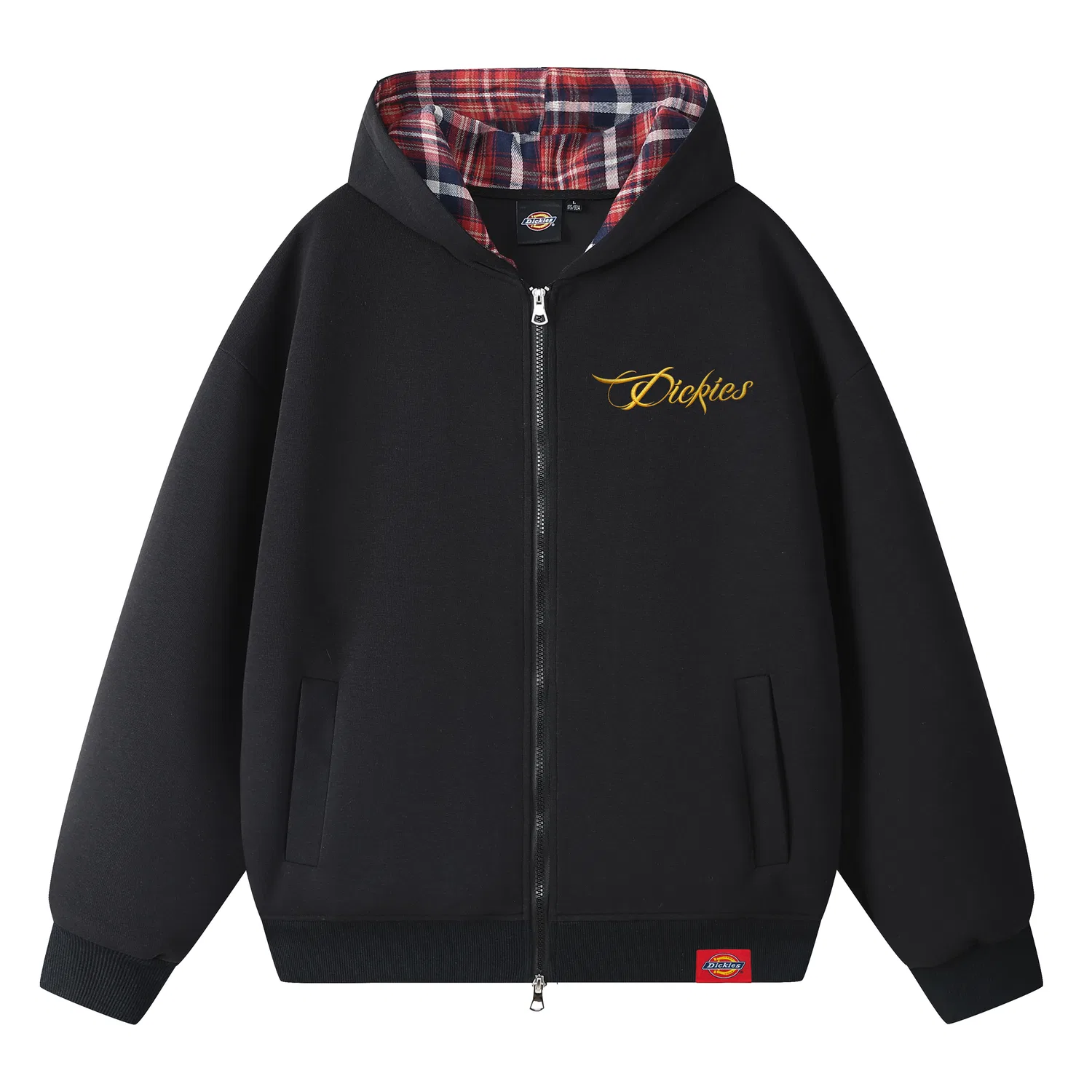 Детский свитшот с капюшоном Dickies, Heather Gray/Red Plaid[Blue Embroidery] — фото 4