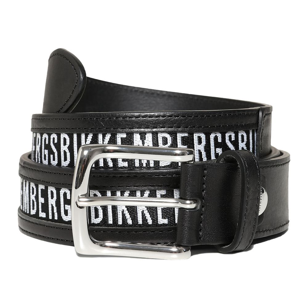 

Черный мужской ремень из телячьей кожи Bikkembergs
