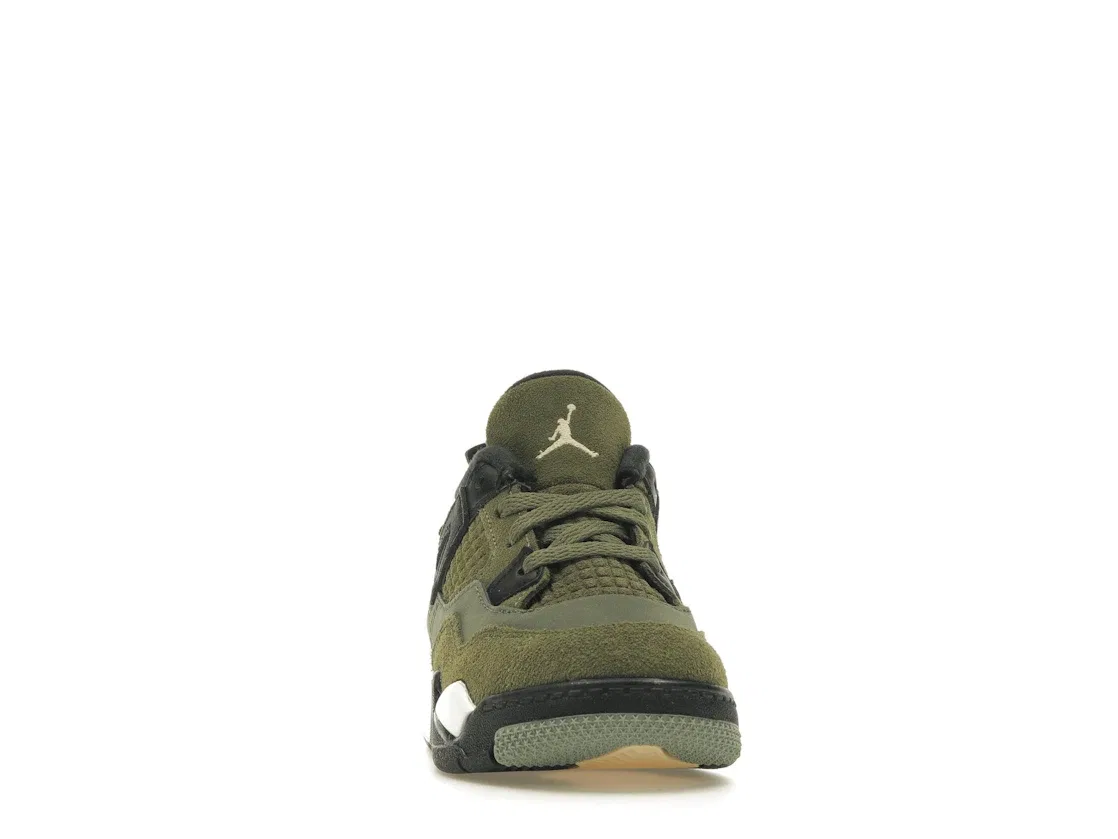 Детские кроссовки из замши и кожи Jordan 4 Retro SE Craft Medium Olive, Medium Olive/Pale Vanilla/Khaki/Black/Sail — фото 2